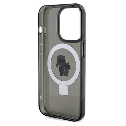 Capa MagSafe para Apple iPhone 14 Pro Max, Karl Lagerfeld, Ring Stand Karl & Choupette, Preta