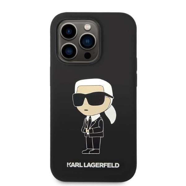 Capa MagSafe para Apple iPhone 14 Pro Max, Karl Lagerfeld, Silicone Ikonik Karl, Preta