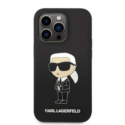 Capa MagSafe para Apple iPhone 14 Pro Max, Karl Lagerfeld, Silicone Ikonik Karl, Preta