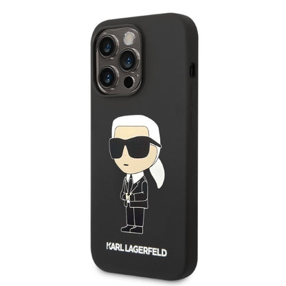 Capa MagSafe para Apple iPhone 14 Pro Max, Karl Lagerfeld, Silicone Ikonik Karl, Preta