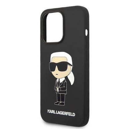 Capa MagSafe para Apple iPhone 14 Pro Max, Karl Lagerfeld, Silicone Ikonik Karl, Preta