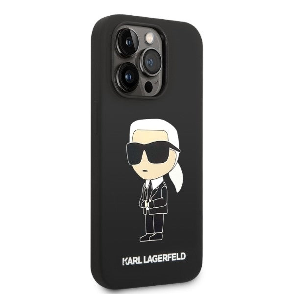 Capa MagSafe para Apple iPhone 14 Pro Max, Karl Lagerfeld, Silicone Ikonik Karl, Preta