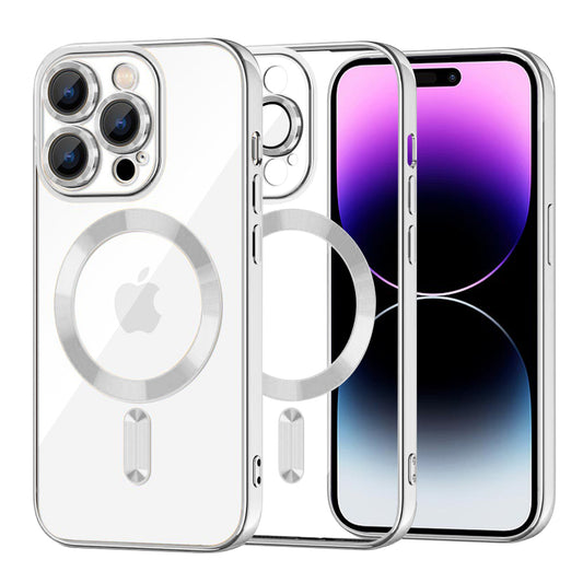 Capa MagSafe para Apple iPhone 14 Pro Max, Techsuit, Luxury Crystal, Prateada