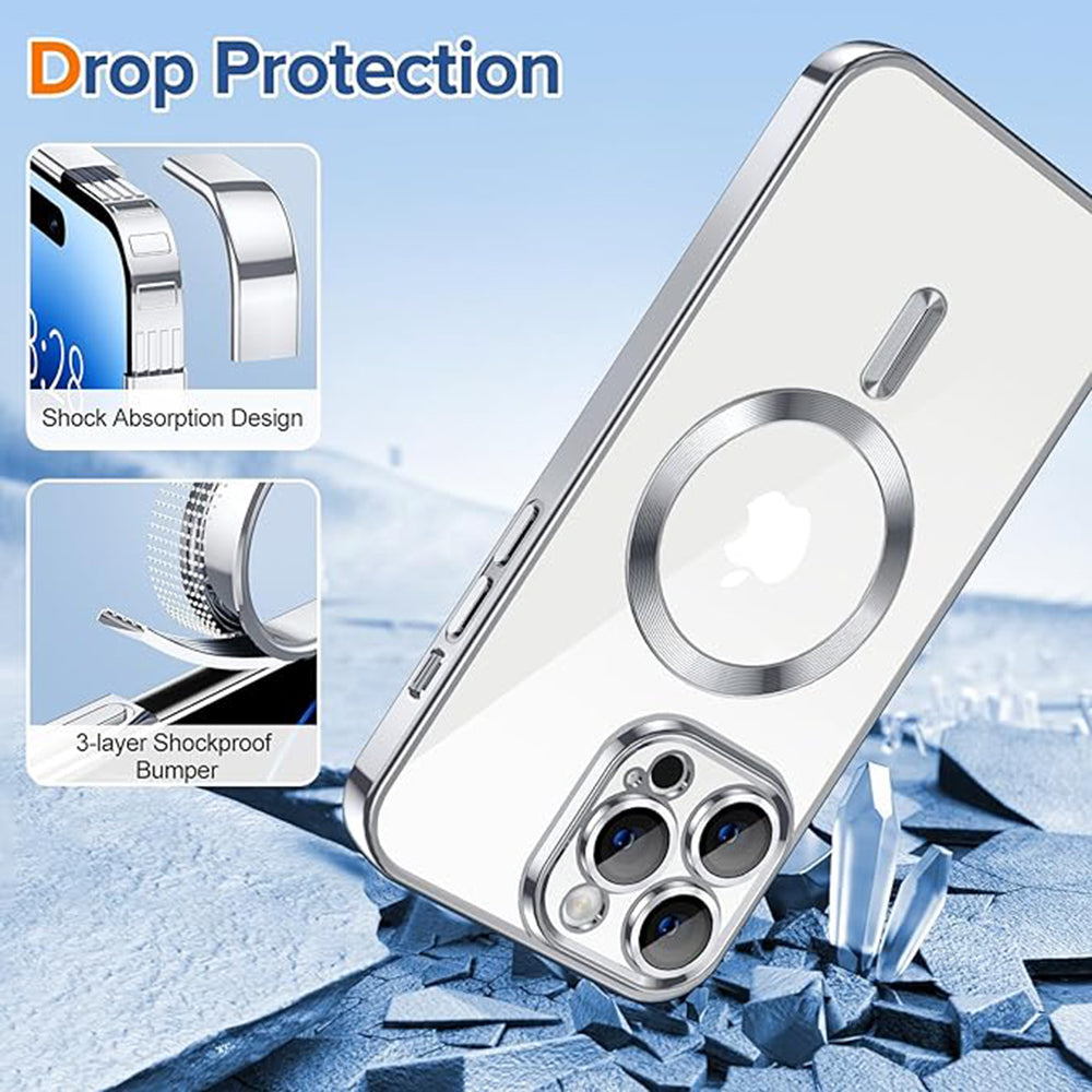 Capa MagSafe para Apple iPhone 14 Pro Max, Techsuit, Luxury Crystal, Prateada