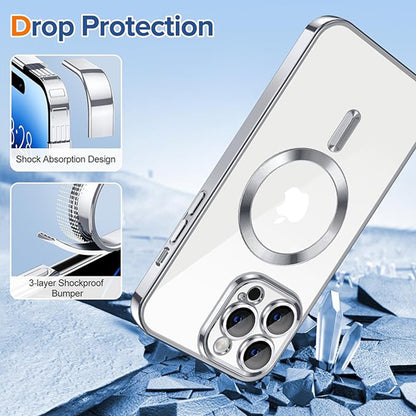 Capa MagSafe para Apple iPhone 14 Pro Max, Techsuit, Luxury Crystal, Prateada