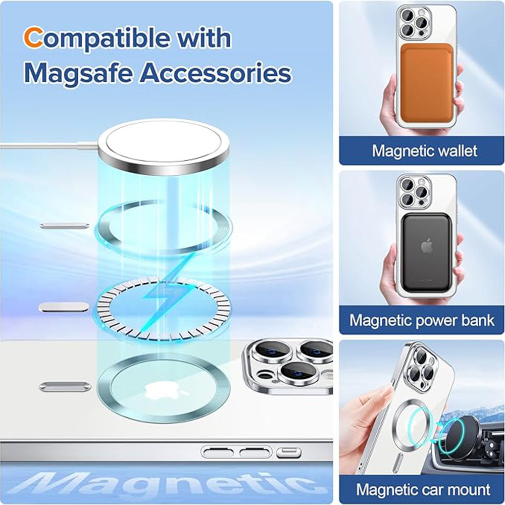 Capa MagSafe para Apple iPhone 14 Pro Max, Techsuit, Luxury Crystal, Prateada