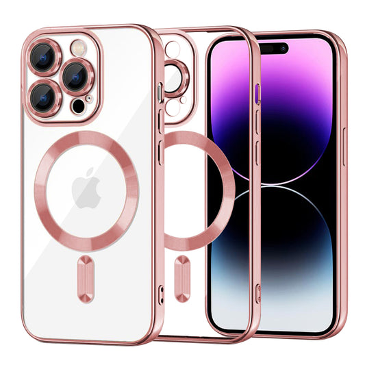 Capa MagSafe para Apple iPhone 14 Pro Max, Techsuit, Luxury Crystal, Rosa