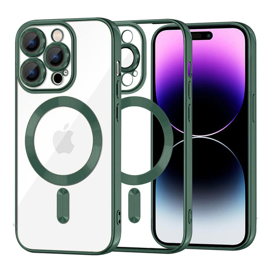Capa MagSafe para Apple iPhone 14 Pro Max, Techsuit, Luxury Crystal, Verde Escuro