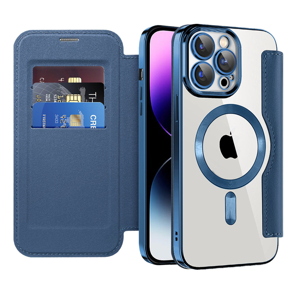 Capa MagSafe para Apple iPhone 14 Pro Max, Techsuit, SmartMag Book, Azul