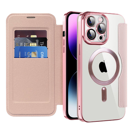 Capa MagSafe para Apple iPhone 14 Pro Max, Techsuit, SmartMag Book, Rosa