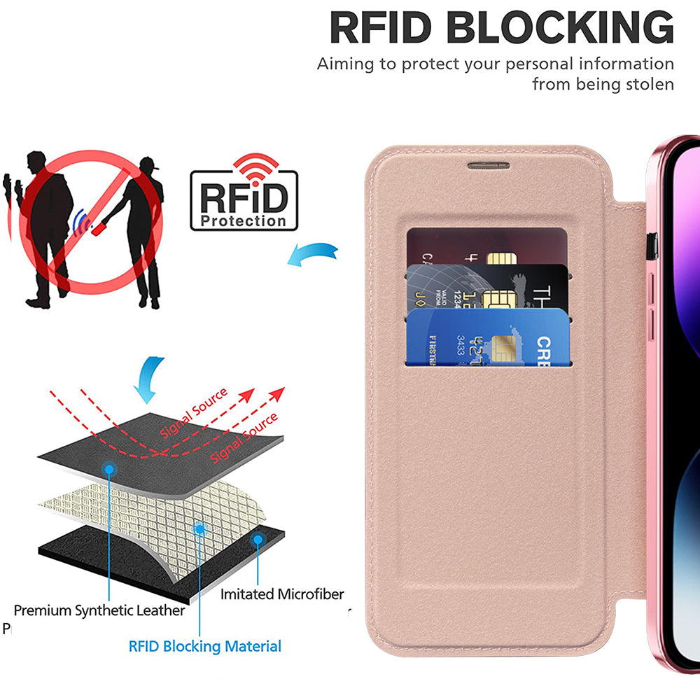 Capa MagSafe para Apple iPhone 14 Pro Max, Techsuit, SmartMag Book, Rosa