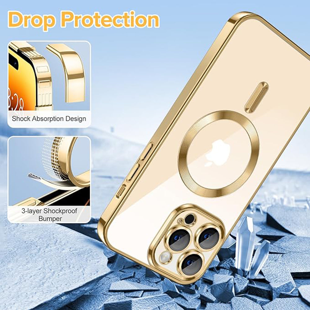 Capa MagSafe para Apple iPhone 14 Pro, Techsuit, Luxury Crystal, Dourada