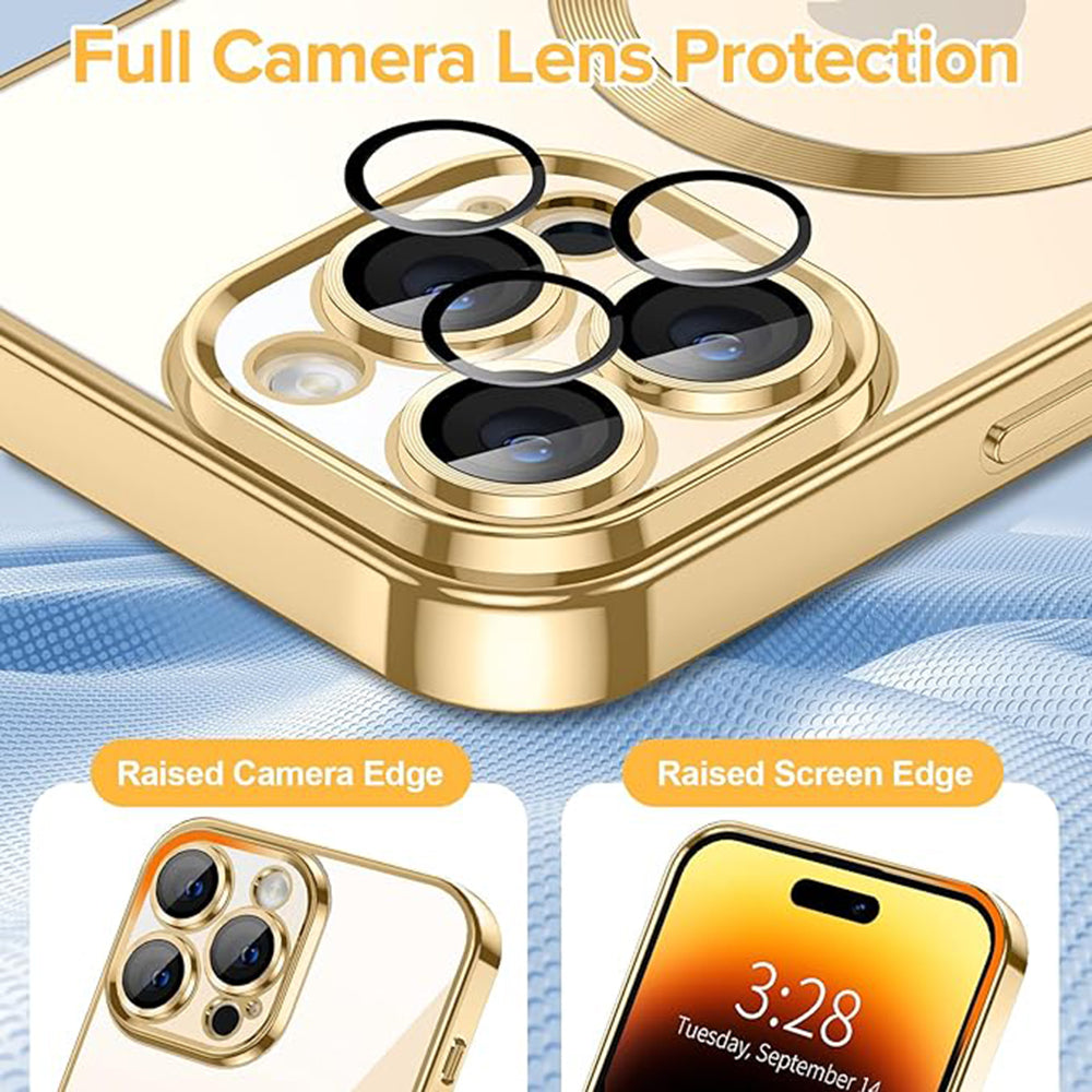 Capa MagSafe para Apple iPhone 14 Pro, Techsuit, Luxury Crystal, Dourada