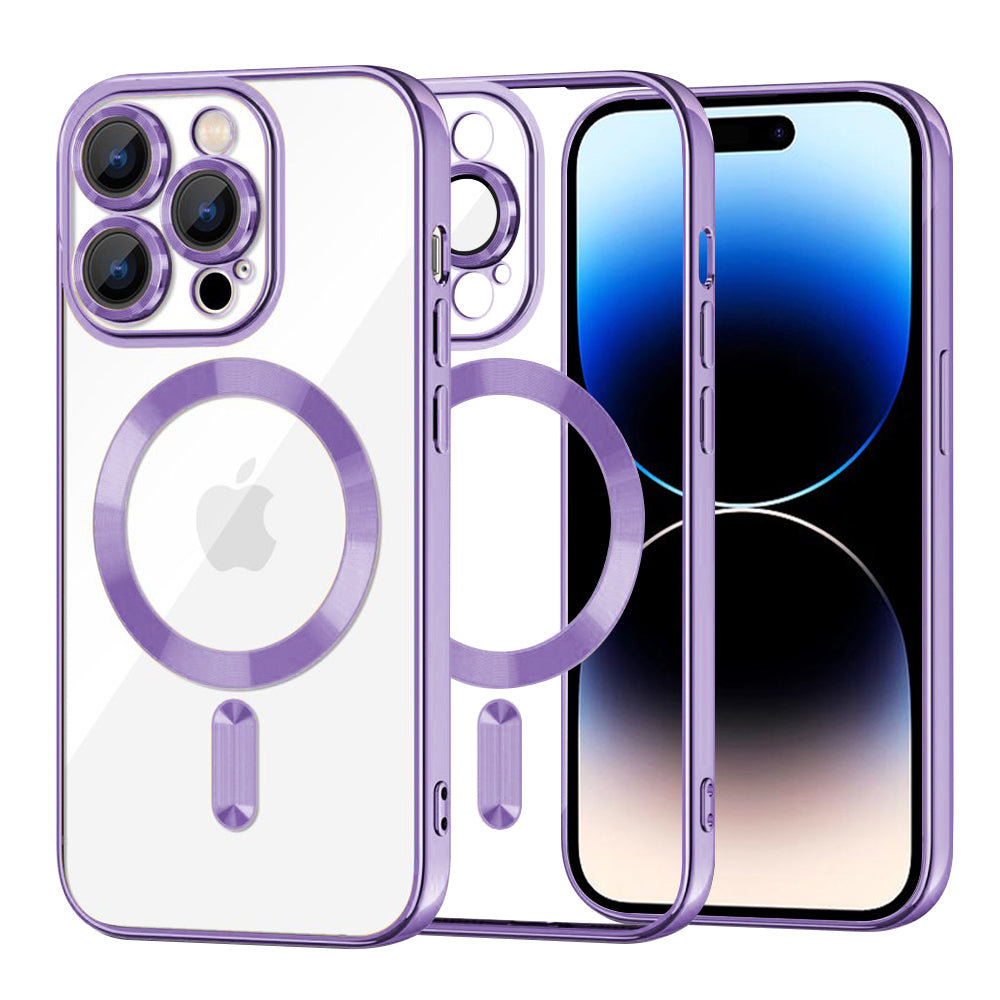 Capa MagSafe para Apple iPhone 14 Pro, Techsuit, Luxury Crystal, Roxo Claro