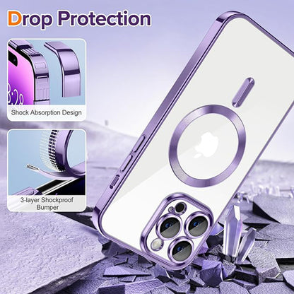 Capa MagSafe para Apple iPhone 14 Pro, Techsuit, Luxury Crystal, Roxo Claro