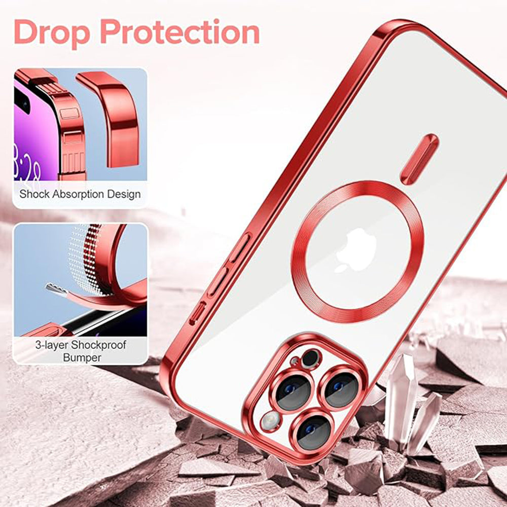 Capa MagSafe para Apple iPhone 14 Pro, Techsuit, Luxury Crystal, Vermelha