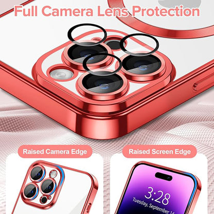 Capa MagSafe para Apple iPhone 14 Pro, Techsuit, Luxury Crystal, Vermelha