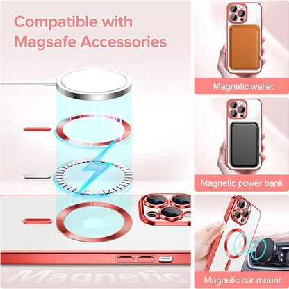 Capa MagSafe para Apple iPhone 14 Pro, Techsuit, Luxury Crystal, Vermelha