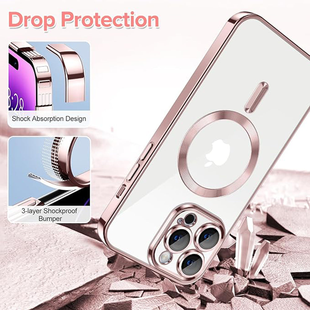 Capa MagSafe para Apple iPhone 14 Pro, Techsuit, Luxury Crystal, Rosa
