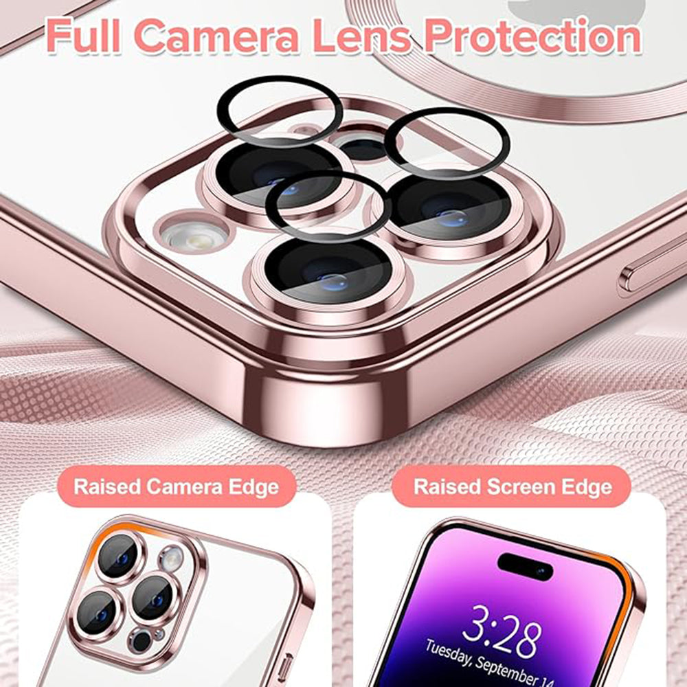 Capa MagSafe para Apple iPhone 14 Pro, Techsuit, Luxury Crystal, Rosa