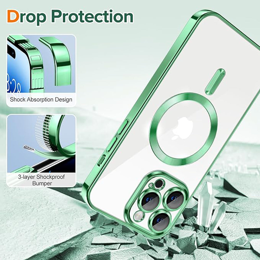 Capa MagSafe para Apple iPhone 14 Pro, Techsuit, Luxury Crystal, Verde Claro