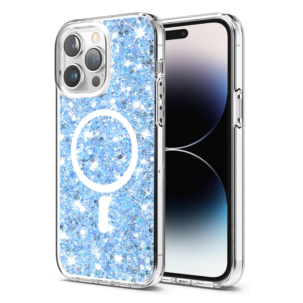 Capa MagSafe para Apple iPhone 14 Pro, Techsuit, Glitter Brilhante, Azul