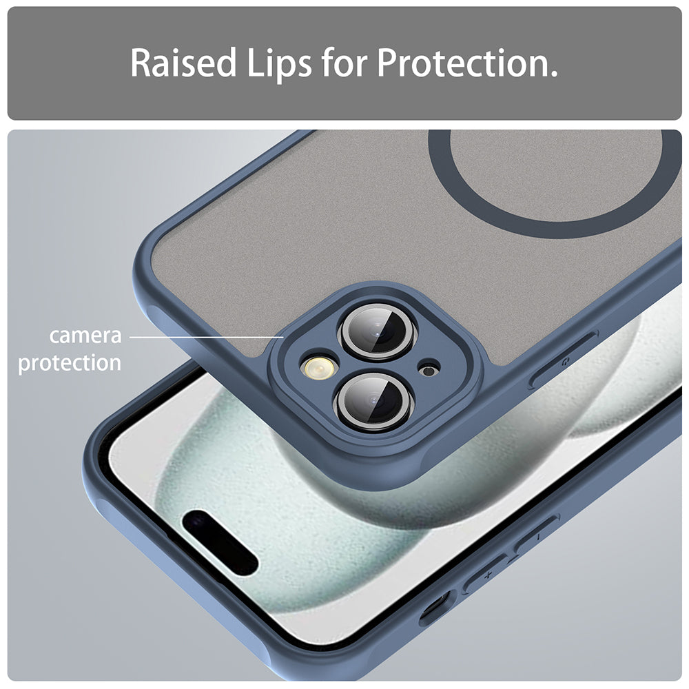 MagSafe Case for Apple iPhone 14, Techsuit, HaloFrost II, Navy Blue