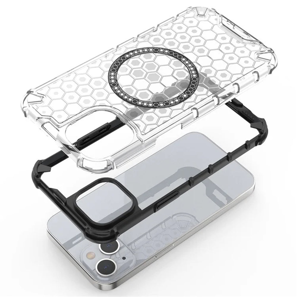 Capa MagSafe para Apple iPhone 14, Techsuit, HoneyComb Shield, Branca