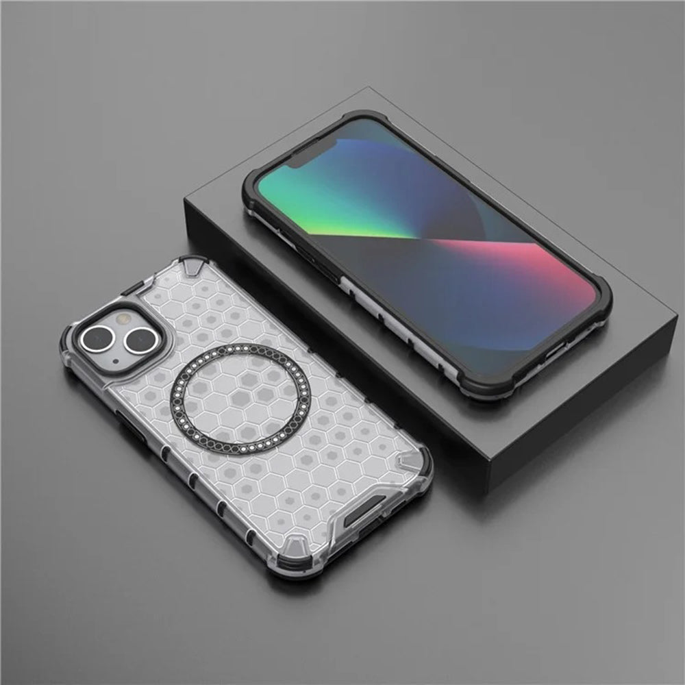 Capa MagSafe para Apple iPhone 14, Techsuit, HoneyComb Shield, Branca