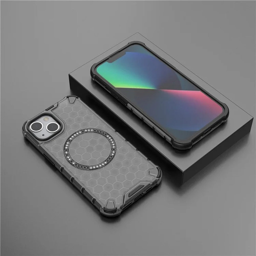 Capa MagSafe para Apple iPhone 14, Techsuit, HoneyComb Shield, Preta