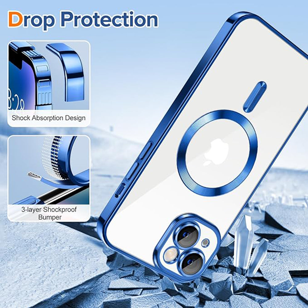 Capa MagSafe para Apple iPhone 14, Techsuit, Luxury Crystal, Azul Escuro