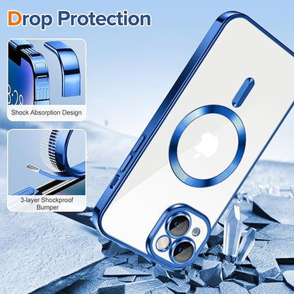 Capa MagSafe para Apple iPhone 14, Techsuit, Luxury Crystal, Azul Escuro