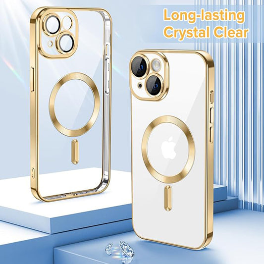Capa MagSafe para Apple iPhone 14, Techsuit, Luxury Crystal, Dourada