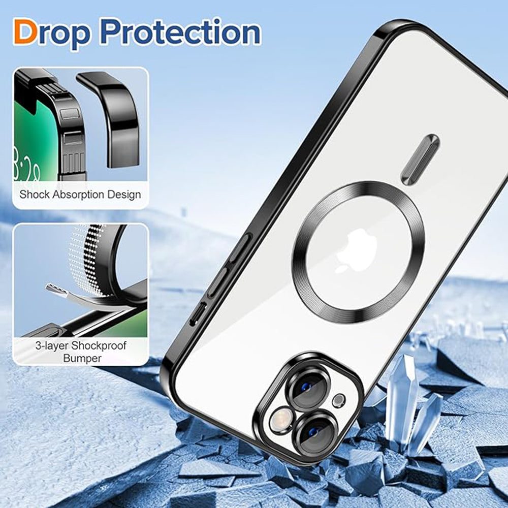 Capa MagSafe para Apple iPhone 14, Techsuit, Luxury Crystal, Preta