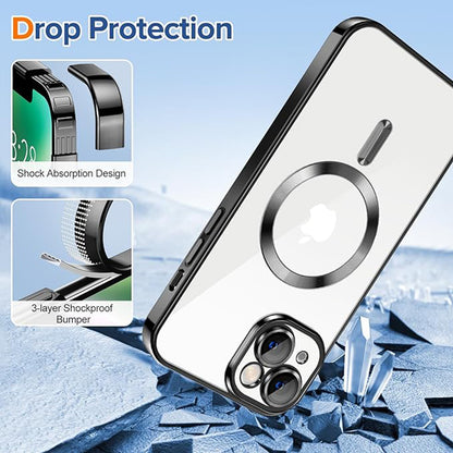 Capa MagSafe para Apple iPhone 14, Techsuit, Luxury Crystal, Preta