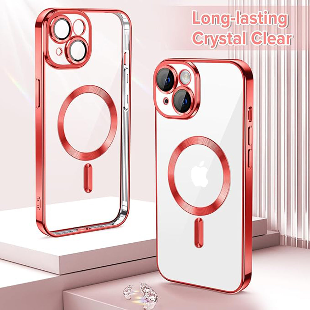 Capa MagSafe para Apple iPhone 14, Techsuit, Luxury Crystal, Vermelha