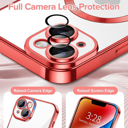 Capa MagSafe para Apple iPhone 14, Techsuit, Luxury Crystal, Vermelha
