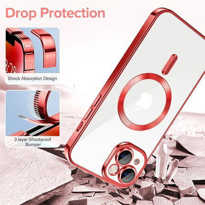 Capa MagSafe para Apple iPhone 14, Techsuit, Luxury Crystal, Vermelha
