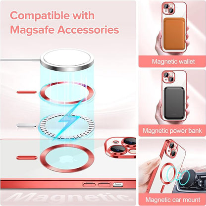Capa MagSafe para Apple iPhone 14, Techsuit, Luxury Crystal, Vermelha