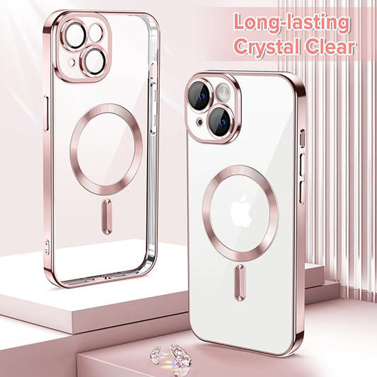 Capa MagSafe para Apple iPhone 14, Techsuit, Luxury Crystal, Rosa