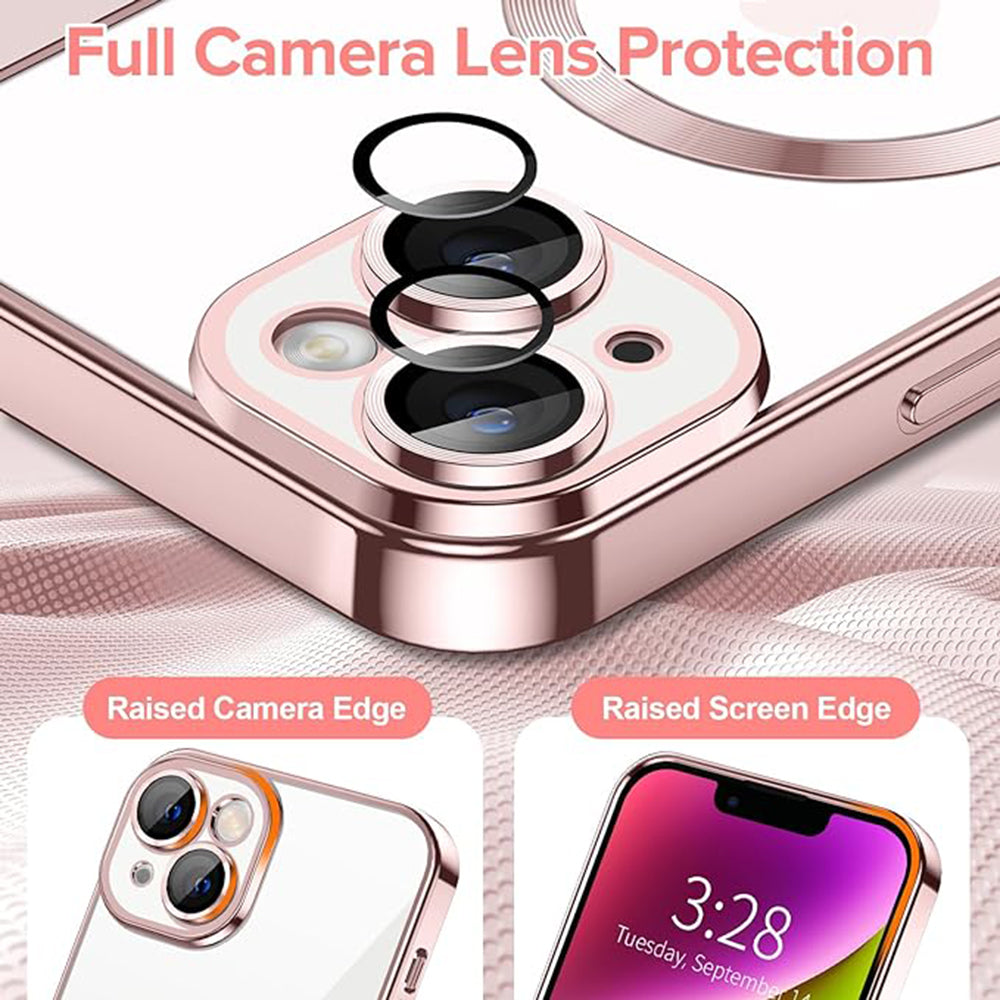 Capa MagSafe para Apple iPhone 14, Techsuit, Luxury Crystal, Rosa