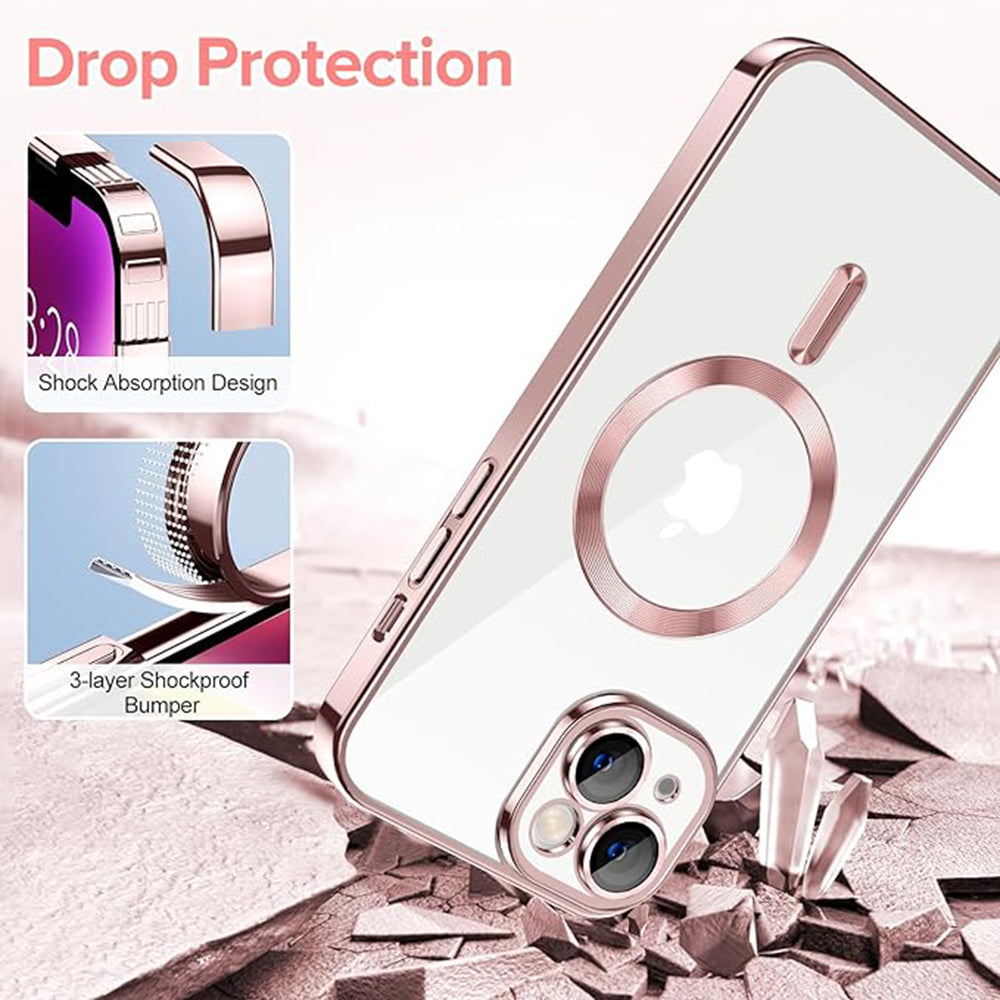 Capa MagSafe para Apple iPhone 14, Techsuit, Luxury Crystal, Rosa