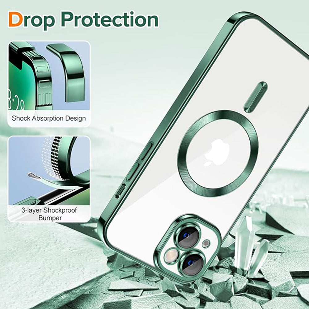 Capa MagSafe para Apple iPhone 14, Techsuit, Luxury Crystal, Verde Escuro