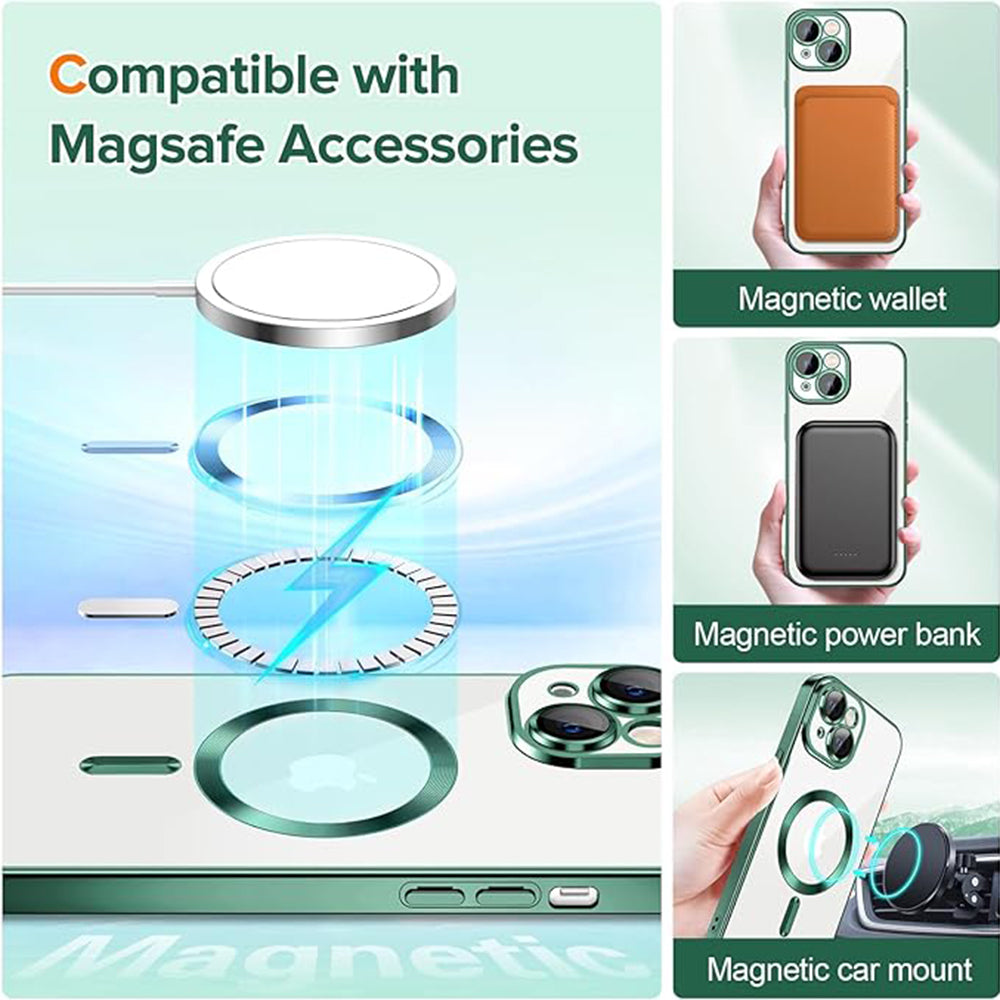 Capa MagSafe para Apple iPhone 14, Techsuit, Luxury Crystal, Verde Escuro