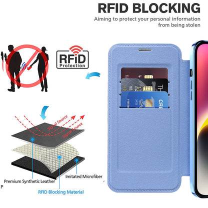 MagSafe Case for Apple iPhone 14, Techsuit, SmartMag Book, Blue