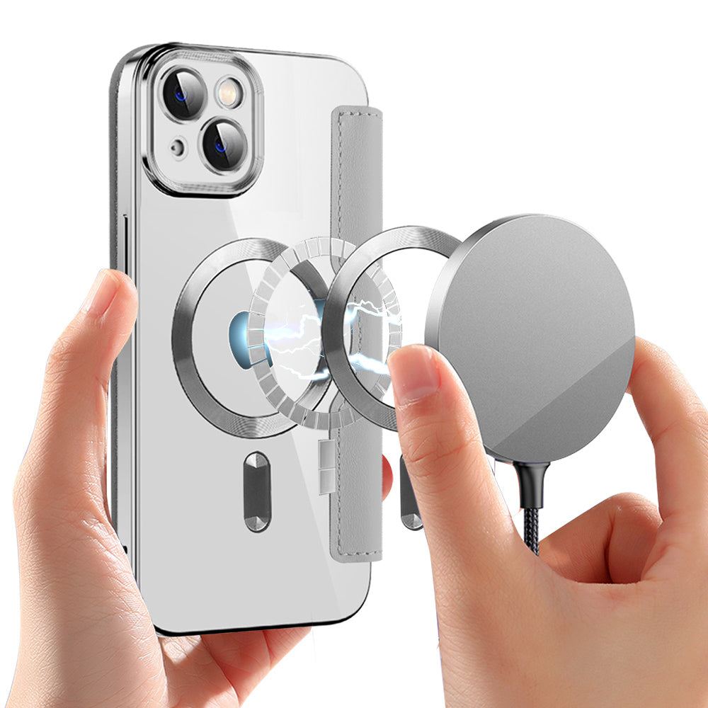 Capa MagSafe para Apple iPhone 14, Techsuit, SmartMag Book, Cinzento