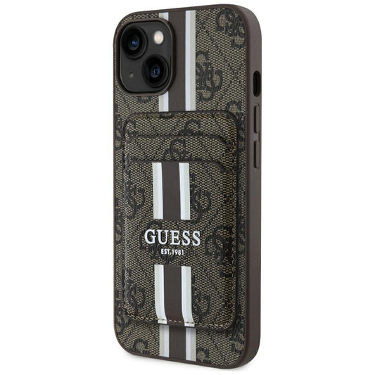 Capa MagSafe para Apple iPhone 15, Guess, Cardslot 4G Stripes, Marrom