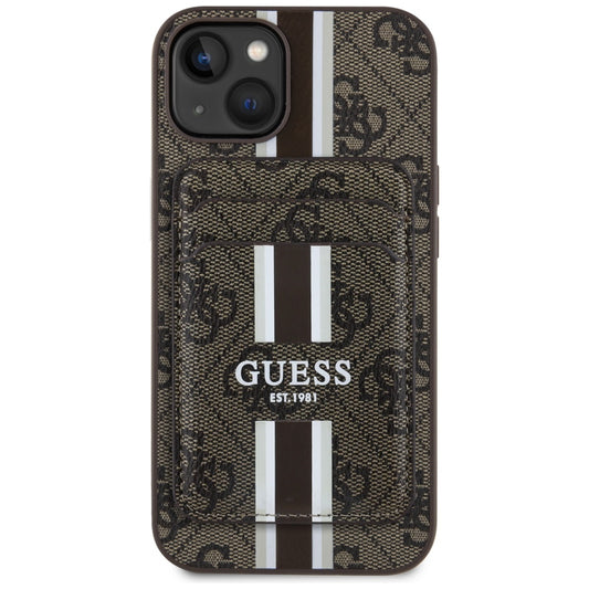 Capa MagSafe para Apple iPhone 15, Guess, Cardslot 4G Stripes, Marrom