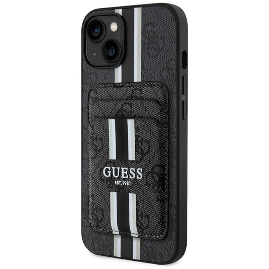 Capa MagSafe para Apple iPhone 15, Guess, Cardslot 4G Stripes, Preta.