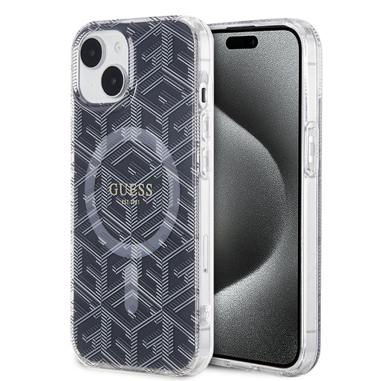 Capa MagSafe para Apple iPhone 15, Guess, IML Gcube, Preta